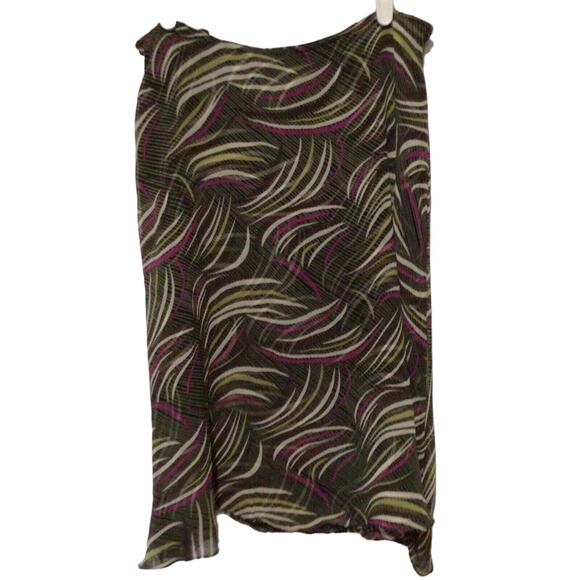 Jones New York Silk Midi Skirt 10P Multicolor Ruffle Hem Zip Closure Petite - Picture 4 of 4